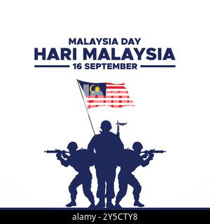 Hari Malaysia, Malaysia Day, 16 settembre, post, annunci, banner, poster, design volantino per Hari Malaysia, modello modificabile, illustrazione stock. Illustrazione Vettoriale