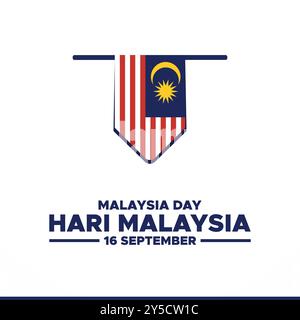 Hari Malaysia, Malaysia Day, 16 settembre, post, annunci, banner, poster, design volantino per Hari Malaysia, modello modificabile, illustrazione stock. Illustrazione Vettoriale