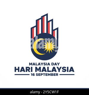 Hari Malaysia, Malaysia Day, 16 settembre, post, annunci, banner, poster, design volantino per Hari Malaysia, modello modificabile, illustrazione stock. Illustrazione Vettoriale
