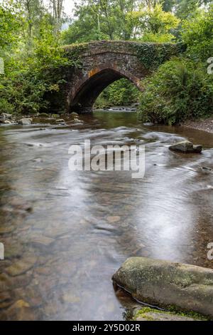 Packhorse Bridge, Horner, Somerset, UK Foto Stock