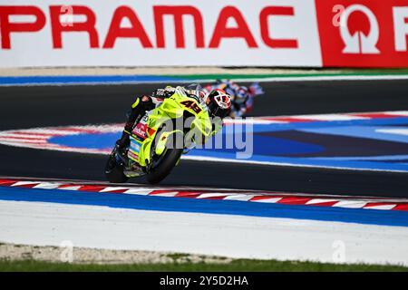 Fabio di Giannantonio italiano Pertamina Enduro VR46 MotoGP Team Ducati durante il Gran Premio Pramac dellâEmilia-Romagna - Tissot Sprint, Campionato del mondo MotoGP a Misano, Italia, 21 settembre 2024 Foto Stock