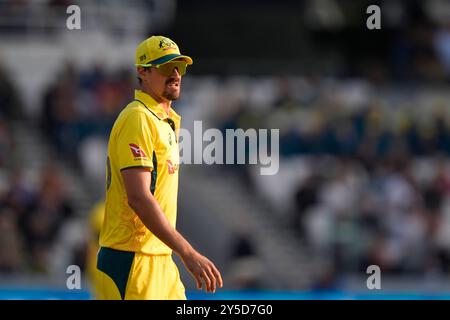 Headingley, Leeds, Regno Unito. 21 settembre 2024. 2nd Metro Bank One Day Cricket International, Inghilterra contro Australia; Mitchell Starc dell'Australia credito: Action Plus Sports/Alamy Live News Foto Stock