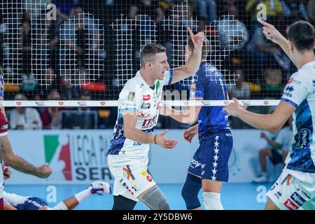 Jan Kozamernik (Itas Trentino) esultato durante Itas Trentino vs vero Volley Monza, partita di Supercoppa Italiana maschile di pallavolo a Firenze, in Italia, 21 settembre 2024 Foto Stock