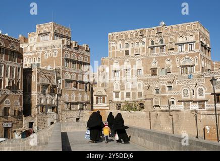 La città vecchia di Sanaa yemen, architettura tradizionale Foto Stock