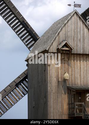 Storico mulino a vento a Beelitz vicino a Berlino, Brandeburgo, dettaglio Foto Stock