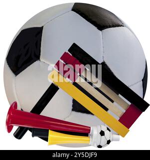 Accessori importanti per calcio, borsa, cricchetto e palla Foto Stock