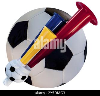 Accessori importanti per calcio, borsa e palla Foto Stock