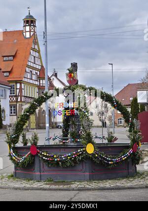 Fontana di Pasqua a Binsdorf, Zollernalbkreis, Baden-Wuerttemberg, Germania, fontana di Pasqua a Binsdorf, Zollernalbkreis, Baden-Wuerttemberg, Germania, Foto Stock