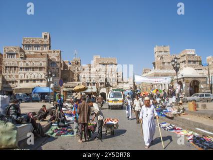 Strada di Sanaa nello yemen Foto Stock