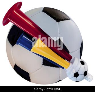 Accessori importanti per calcio, borsa e palla Foto Stock