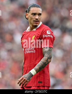 Darwin Núñez di Liverpool durante la partita di Premier League Liverpool vs Bournemouth ad Anfield, Liverpool, Regno Unito, 21 settembre 2024 (foto di Cody Froggatt/News Images) Foto Stock