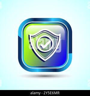 Illustrazione di progetto del pulsante dell'icona dello scudo. Icona protezione, protezione Illustrazione Vettoriale