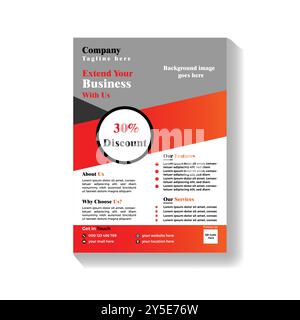 Modello di volantino per agenzie aziendali moderne e creative, poster, brochure, opuscolo, opuscolo, relazione annuale su disegno in carta A4. Illustrazione Vettoriale