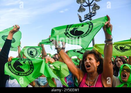 Madrid, Spagna. 21 settembre 2024. L'Animalist Party PACMA ha tenuto oggi una protesta annuale contro la corrida, sotto lo slogan "Mission Abolition". La protesta si è svolta di fronte all'arena Las Ventas. (Credit Image: © Richard Zubelzu/ZUMA Press Wire) SOLO PER USO EDITORIALE! Non per USO commerciale! Foto Stock