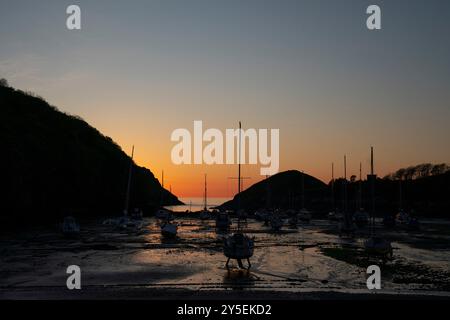 Watermouth, Devon, al tramonto in una serata d'estate d'oro. Foto Stock