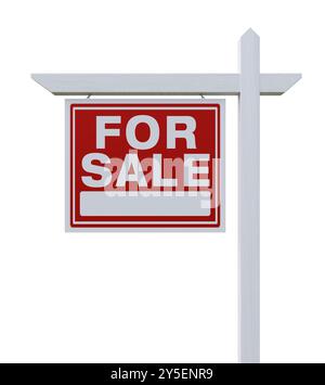 Rivolta verso sinistra per la vendita immobiliare di segno isolato su uno sfondo bianco. Foto Stock