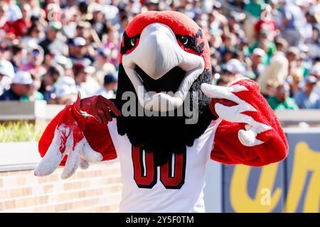 South Bend, Indiana, Stati Uniti. 21 settembre 2024. Miami RedHawk Swoop durante la partita di football NCAA tra i Miami (OH) RedHawks e i Notre Dame Fighting Irish al Notre Dame Stadium di South Bend, Indiana. John Mersits/CSM/Alamy Live News Foto Stock