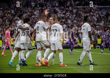 Madrid, Spagna. 21 settembre 2024. Il Real Madrid sconfisse l'Espanyol de Barcelona 4-1 allo stadio Santiago Bernabeu in un nuovo turno del campionato spagnolo di prima divisione. Crediti: D. Canales Carvajal/Alamy Live News Foto Stock