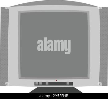 TV retro in bianco e nero Vista frontale con schermo vuoto, vecchio stile vettoriale, Televisionon retro isolato su sfondo bianco Illustrazione Vettoriale