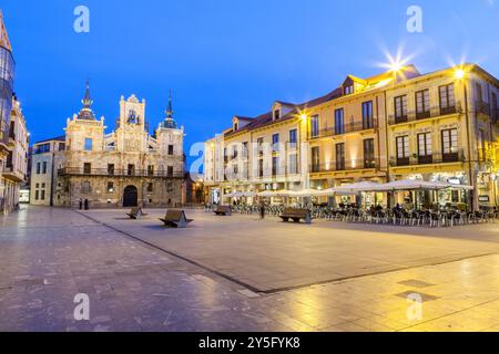 Municipio e Piazza Mayor a Astorga, Via di San Giacomo, Leon, Spagna Foto Stock