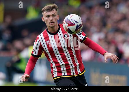 Sheffield, Regno Unito. 21 settembre 2024. Harrison Burrows dello Sheffield United durante lo Sky Bet Championship match a Bramall Lane, Sheffield. Il credito per immagini dovrebbe essere: Andrew Yates/Sportimage Credit: Sportimage Ltd/Alamy Live News Foto Stock