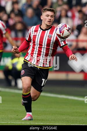 Sheffield, Regno Unito. 21 settembre 2024. Harrison Burrows dello Sheffield United durante lo Sky Bet Championship match a Bramall Lane, Sheffield. Il credito per immagini dovrebbe essere: Andrew Yates/Sportimage Credit: Sportimage Ltd/Alamy Live News Foto Stock