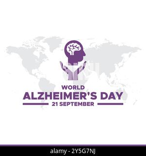 Giornata mondiale dell'Alzheimer, 21 settembre. Banner pubblicitari, poster, post design per la giornata mondiale dell'Alzheimer, file vettoriale, modello modificabile, illustrazione stock. Illustrazione Vettoriale