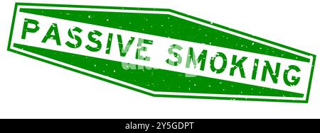 Stampigliatura con guarnizione in gomma esagonale passiva verde grunge su sfondo bianco Illustrazione Vettoriale