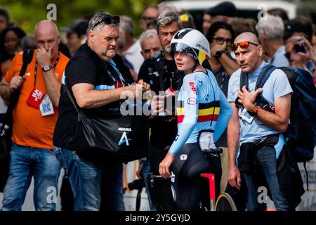 Zurigo, Svizzera. 22 settembre 2024. Belga lotte Kopecky nella foto dopo la gara di cronometro femminile ai Campionati del mondo di ciclismo su strada e strada 2024 UCI, domenica 22 settembre 2024, a Zurigo, Svizzera. I Mondi si svolgono dal 21 al 29 settembre. BELGA PHOTO JASPER JACOBS credito: Belga News Agency/Alamy Live News Foto Stock