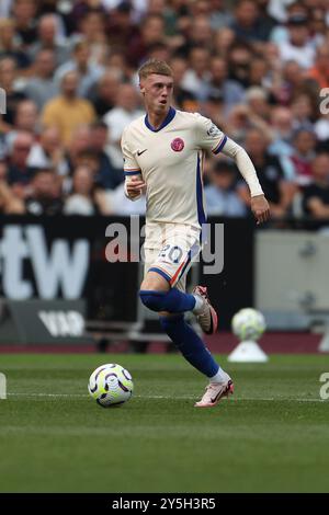 Londra, Regno Unito. 21 settembre 2024. L'attaccante del Chelsea Cole Palmer (20) durante la partita West Ham United FC contro Chelsea FC English Premier League al London Stadium, Londra, Inghilterra, Regno Unito il 21 settembre 2024 Credit: Every Second Media/Alamy Live News Foto Stock