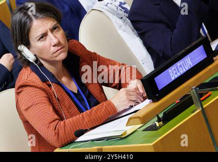 New York, Stati Uniti. 22 settembre 2024. Presidente del Ministero degli affari Esteri Theodora Gentzis nella foto durante la 79a sessione dell'Assemblea generale delle Nazioni Unite (UNGA79), a New York, Stati Uniti d'America, domenica 22 settembre 2024. BELGA PHOTO BENOIT DOPPAGNE credito: Belga News Agency/Alamy Live News Foto Stock