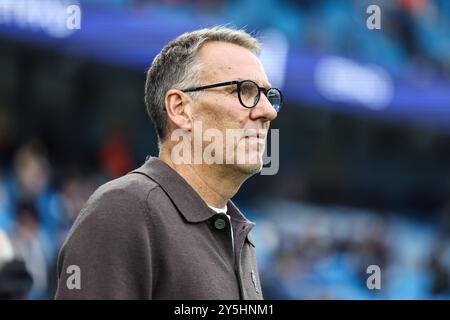 Paul Merson ex giocatore dell'Arsenal ora pundit televisivo in vista della partita di Premier League Manchester City vs Arsenal all'Etihad Stadium, Manchester, Regno Unito, 22 settembre 2024 (foto di Mark Cosgrove/News Images) Foto Stock