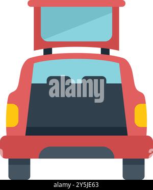 Questa illustrazione vettoriale presenta un'auto rossa con bagagliaio aperto e portapacchi vuoto, perfetta per mostrare i concetti di viaggio o movimento Illustrazione Vettoriale