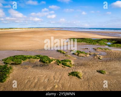 St Andrews Beach, Fife, Scozia, con la bassa marea, la spiaggia dove è stata girata la sequenza di apertura di Chariots of Fire. Foto Stock