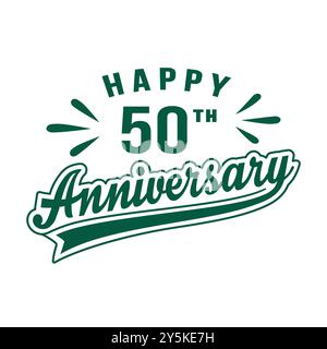 Buon 50° anniversario. design per il 50° anniversario. Vettore e illustrazione. Illustrazione Vettoriale