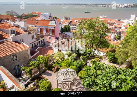 Vista aerea di Lisbona da Castelo de San Jorge - San Giorgio - Castello, Lisboa, Portogallo Foto Stock