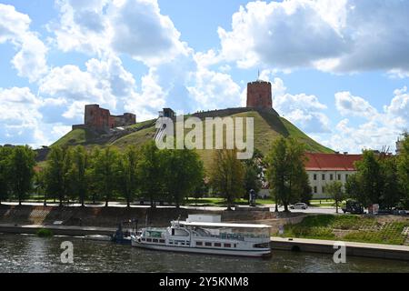 Vilnius, Lituania - 22 luglio 2024: Complesso del castello di Vilnius e Torre Gediminas Foto Stock