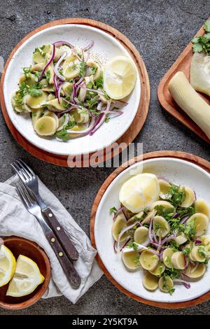 Le alghe ULTE HULTE o. Cileno insalata ulte ceviche con viola la cipolla, il coriandolo e il succo di limone. Pacific alghe commestibili Foto Stock