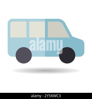 Pulmino navetta per l'aeroporto, icona vettore bus navetta. Simbolo grafico per siti Web di viaggi e turismo e applicazioni design, logo, app, UI Illustrazione Vettoriale