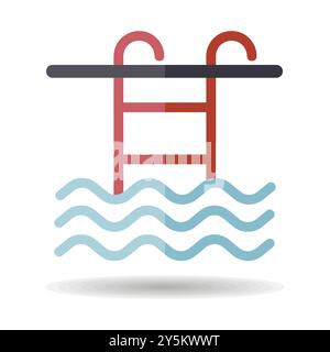 Piscina piatta vettore isolato icona. Simbolo grafico per sito web di viaggi e turismo e design di app, logo, app, UI Illustrazione Vettoriale