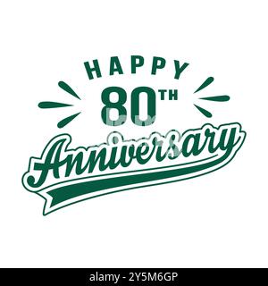 Buon 80° anniversario. design per il 80° anniversario. Vettore e illustrazione. Illustrazione Vettoriale