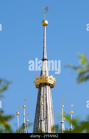 Basilica di Santa Maria - dettaglio corona sulla torre di Hejanlica - Piazza del mercato principale, Cracovia, Polonia Foto Stock