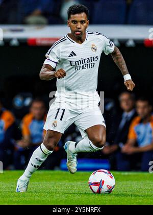 Madrid, Germania. 21 settembre 2024. Fussball la Liga 6. Spieltag Real Madrid - Espanyol Barcelona am 21.09.2024 im Estadio Santiago Bernabeu a Madrid Rodrygo ( Madrid ) foto: Revierfoto credito: ddp media GmbH/Alamy Live News Foto Stock