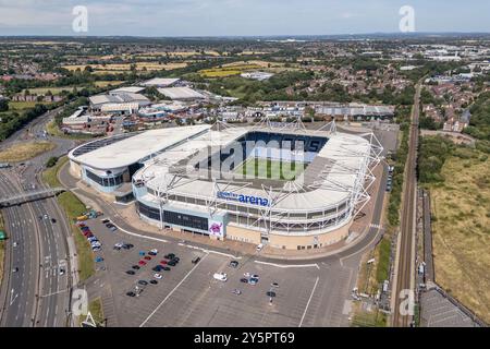 Veduta aerea della Coventry Building Society Arena, sede del Coventry City FC, Coventry, Regno Unito. Foto Stock