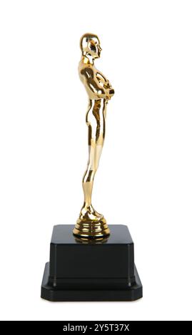 Un premio Oscar d'oro isolato sul bianco Foto Stock