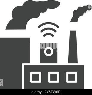 Immagine vettoriale dell'icona Smart Factory. Adatto per applicazioni mobili applicazioni Web e supporti di stampa. Illustrazione Vettoriale