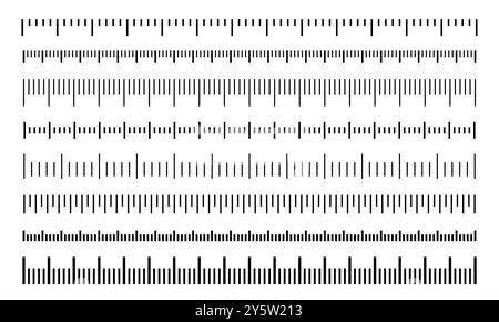 Set di righelli orizzontali con unità diverse Illustrazione Vettoriale