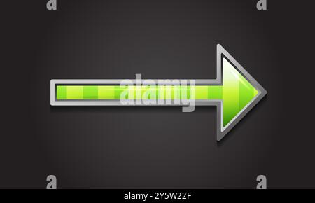 Pulsante con freccia verde realistico. Icona vettoriale di colore trendy Illustrazione Vettoriale