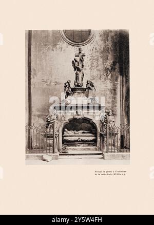 Foto d'epoca del gruppo scultoreo della cattedrale latina di Lemberg (Leopoli). 1917 Foto Stock