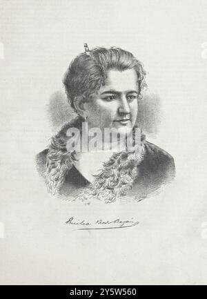 Emilia Pardo Bazan. 1890 Emilia Pardo Bazán y de la Rúa-Figueroa (1851–1921), contessa di Pardo Bazán, è stata una scrittrice, giornalista, critica letteraria, poeta, drammaturgo, traduttore, editore e professore. Introdusse molte idee femministe, insieme al naturalismo e alle descrizioni della realtà, rendendola una delle più grandi e conosciute scrittrici femminili della sua epoca. Le sue idee sui diritti delle donne per l'istruzione la resero anche una figura femminista di spicco. Foto Stock